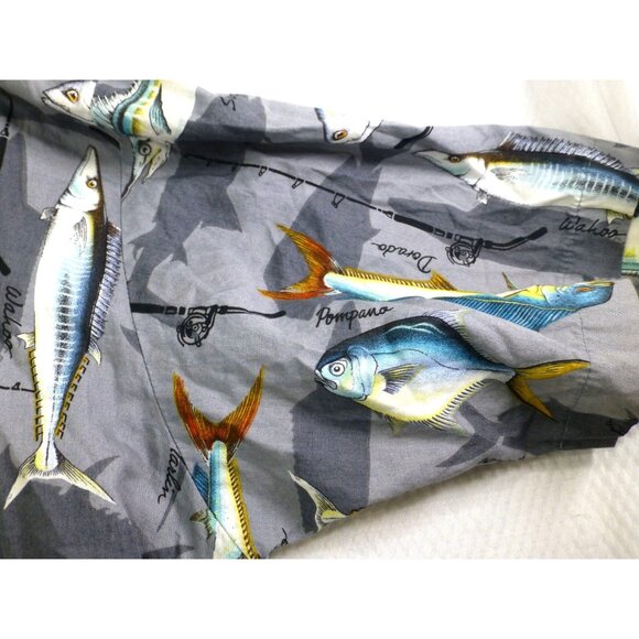 AOP Koko Island XL All Over Fish Print Mens Short Sleeve Button Up Shirt USA - Picture 7 of 9